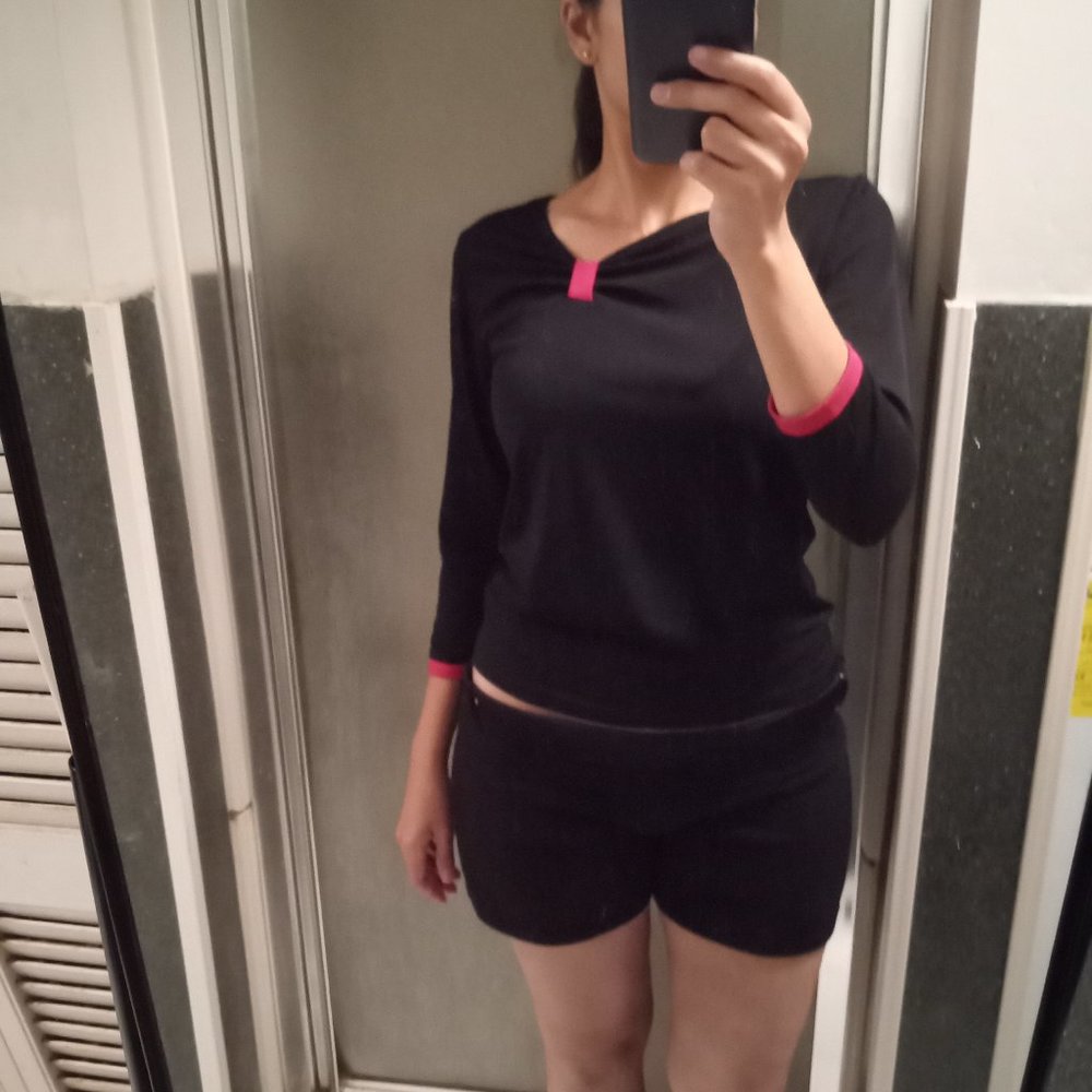 Women's black blouse with hint of pink Size S